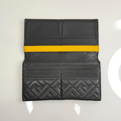 Fendi Black Forever Fendi Continental Wallet Calfskin with Embossed Logo