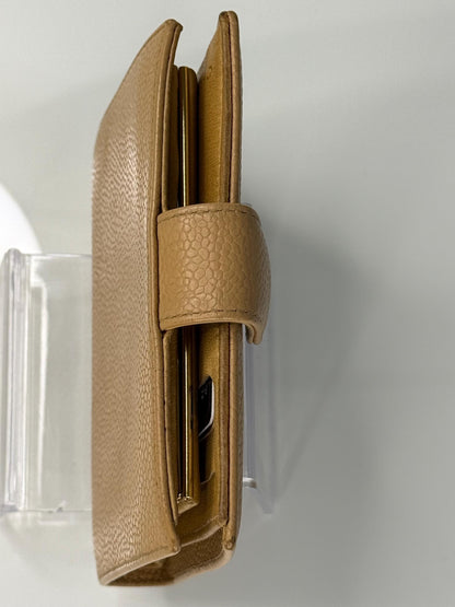 Chanel Cambon Ligne Kiss Lock Compact Beige with Orange Interior Wallet