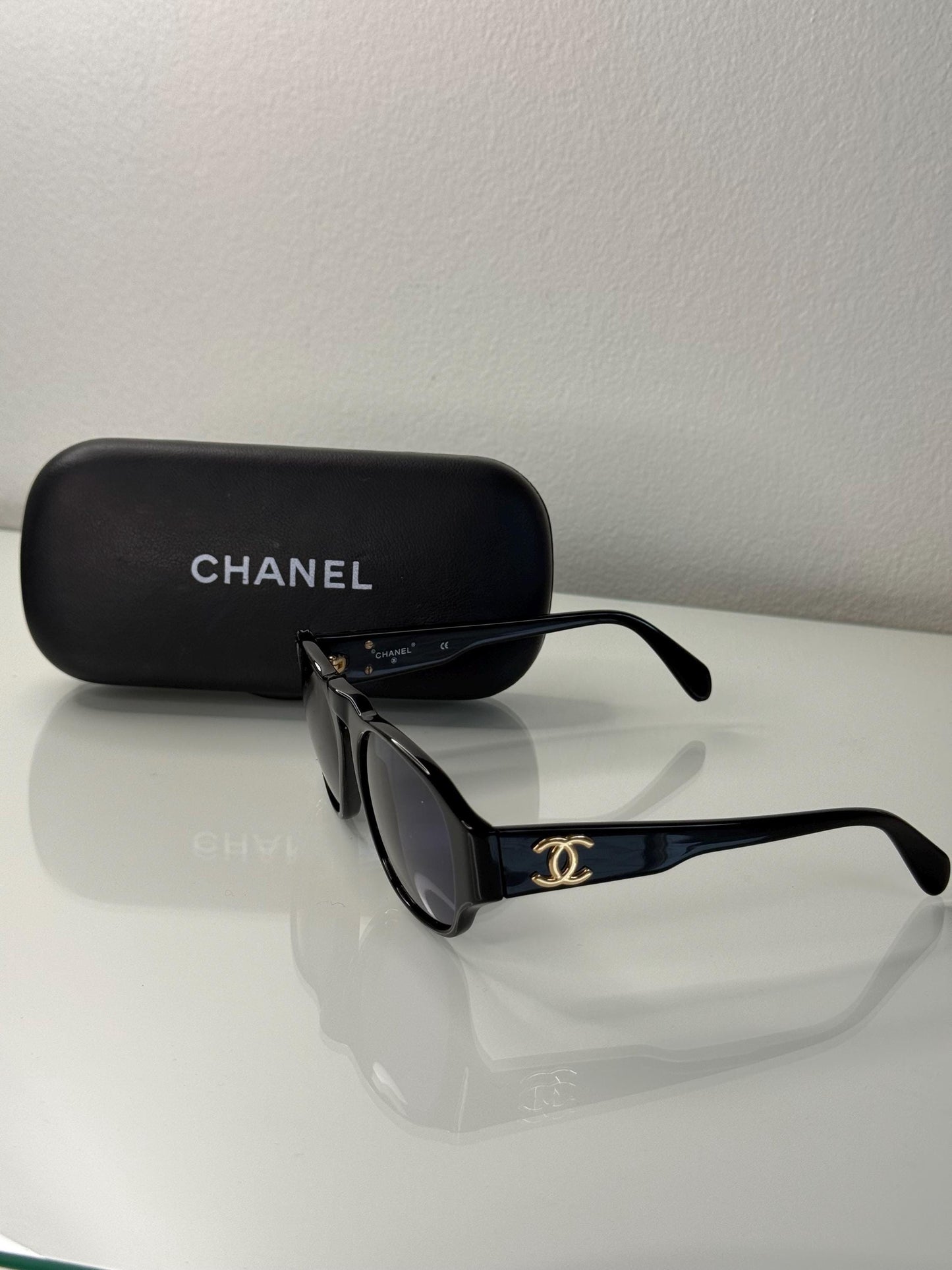 Chanel Vintage Black Sunglasses with interlocking CC Model 01452