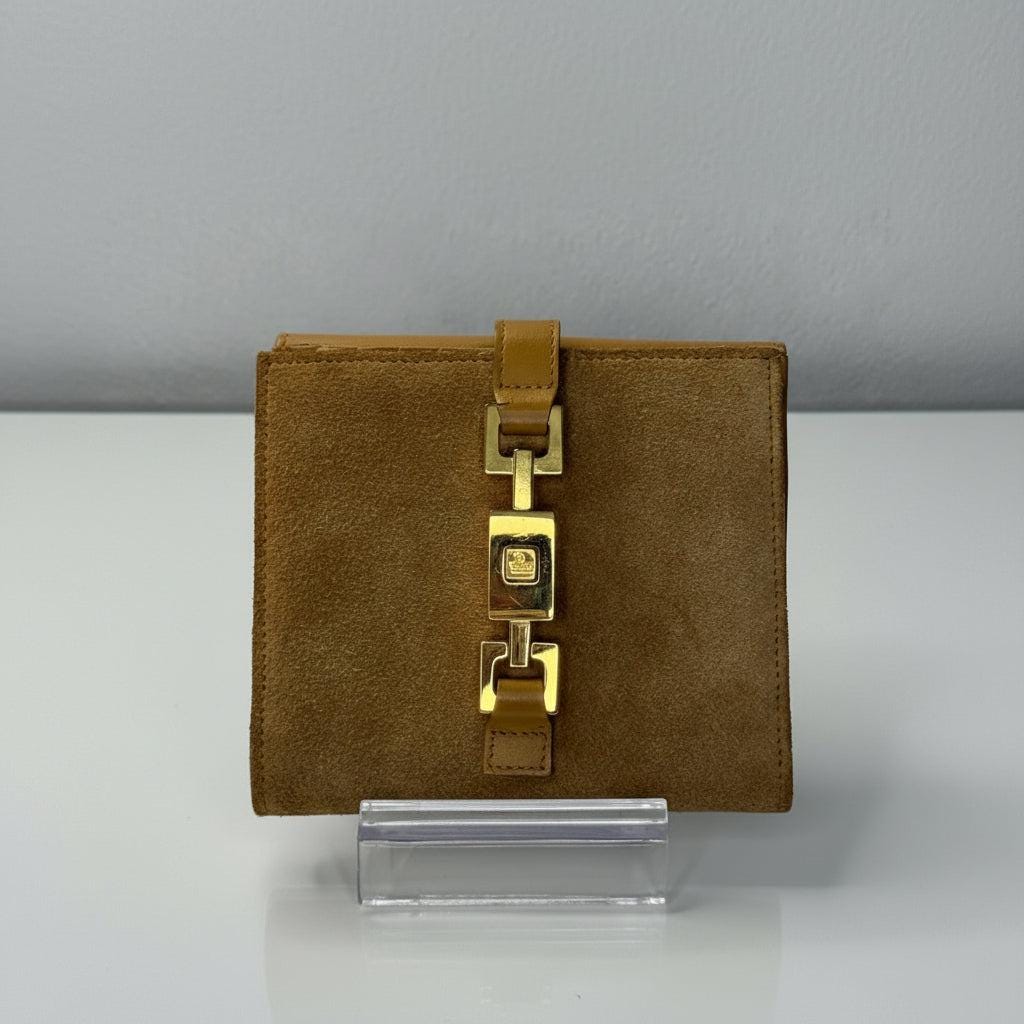 Gucci Jackie Bifold Beige Suede Wallet