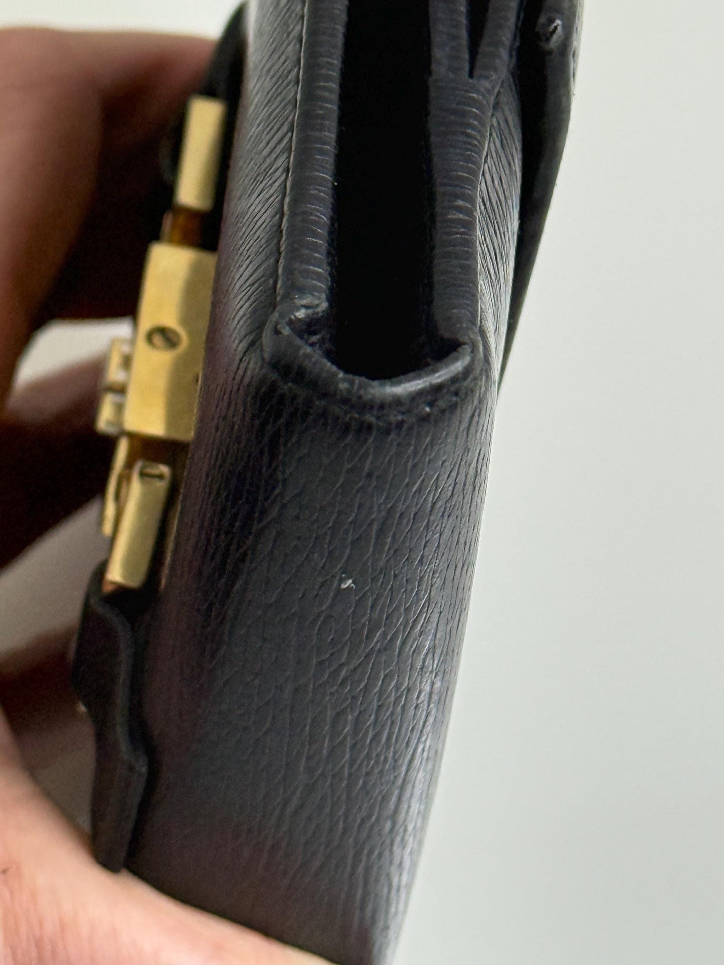 Gucci Vintage Black Leather Jackie Bifold Wallet