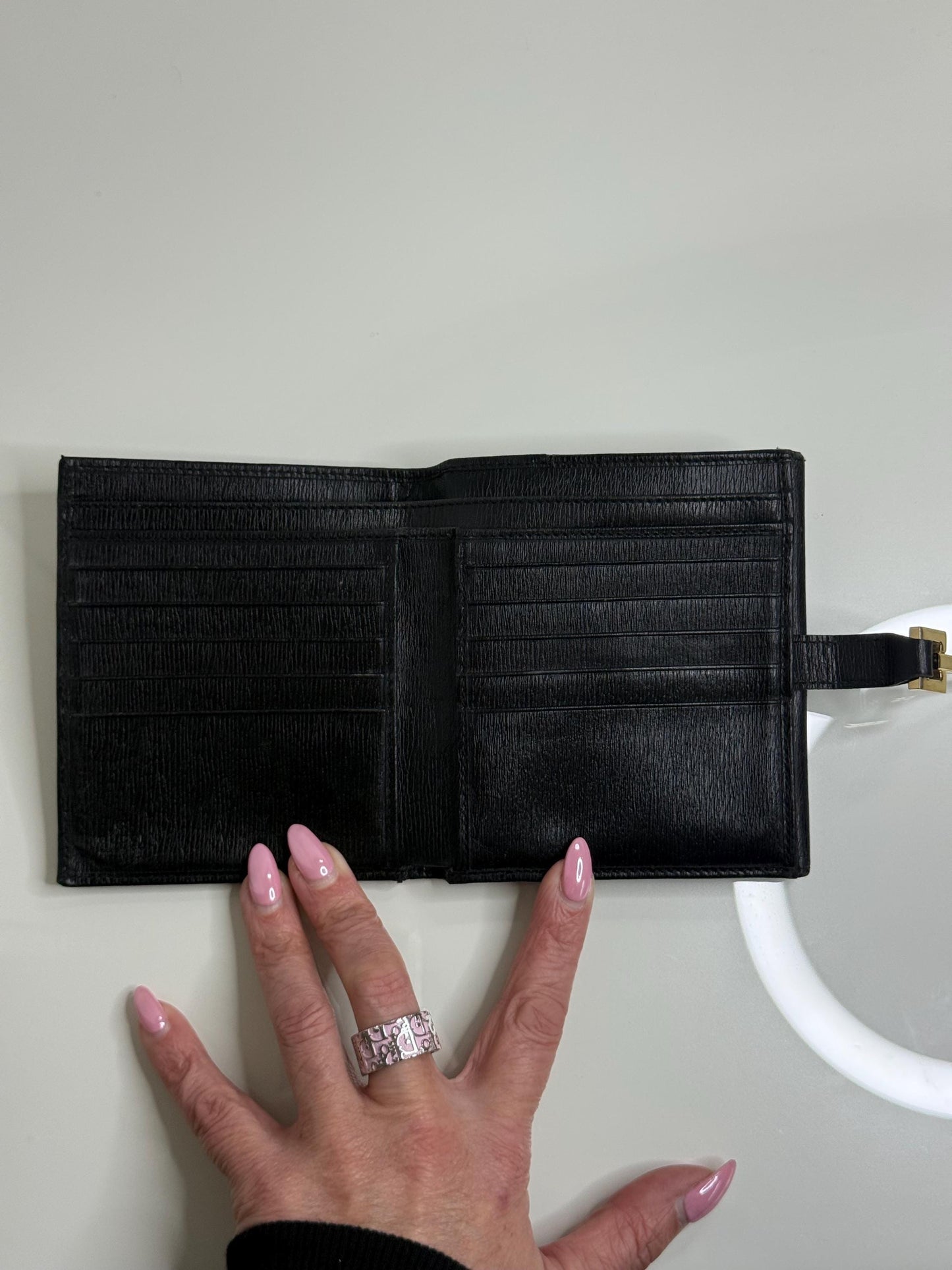 Gucci Vintage Black Leather Jackie Bifold Wallet