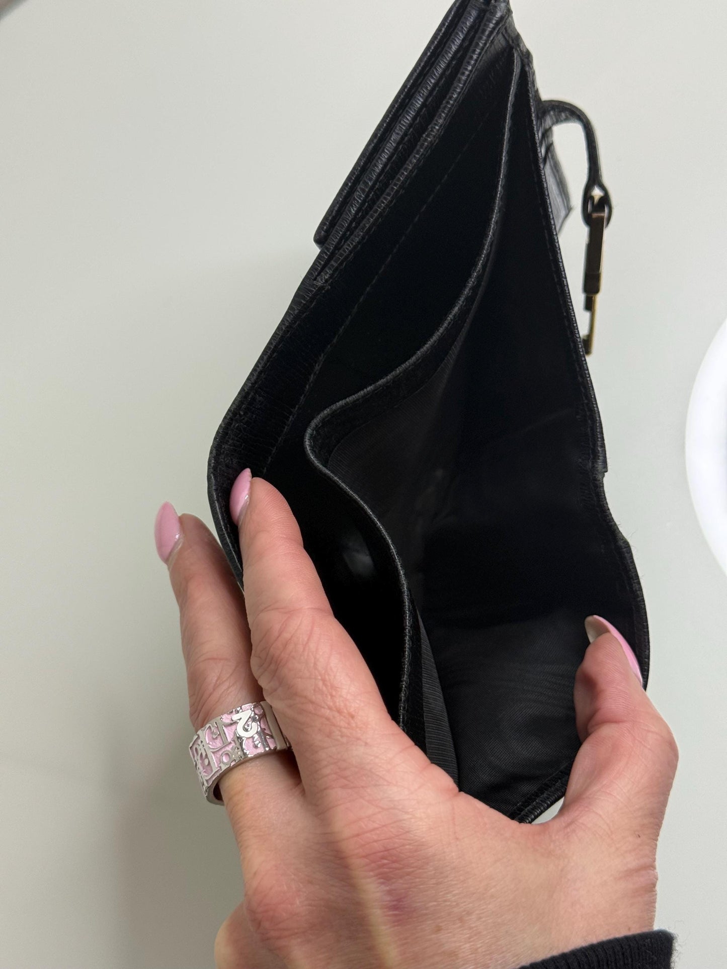 Gucci Vintage Black Leather Jackie Bifold Wallet