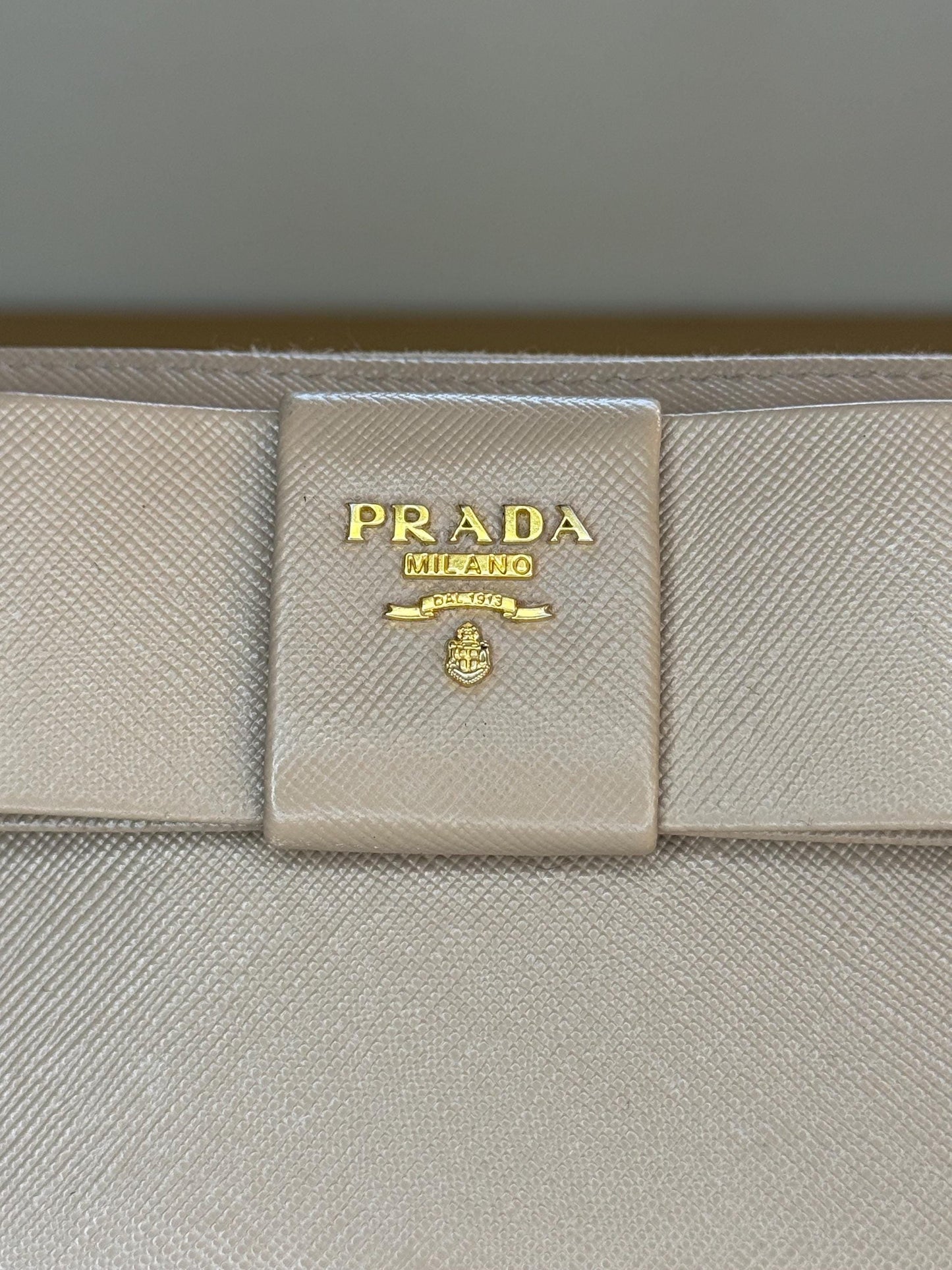Prada Cammeo Saffiano Long Bow Zippy Wallet