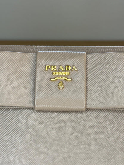 Prada Cammeo Saffiano Long Bow Zippy Wallet