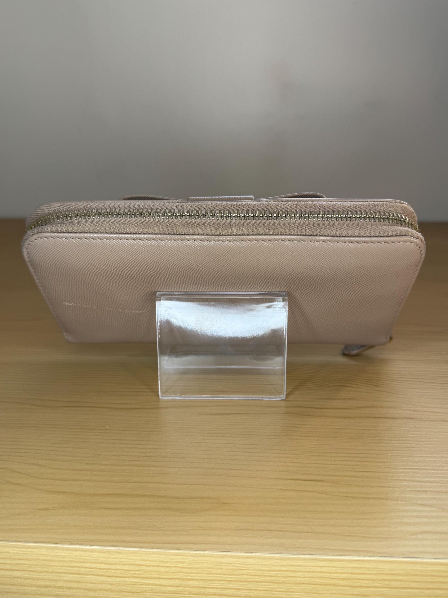 Prada Cammeo Saffiano Long Bow Zippy Wallet