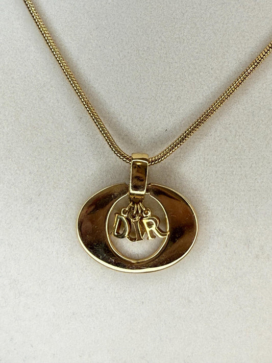 Christian Dior “Dior" Charm Circle Necklace