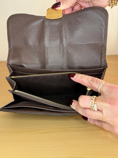 Louis Vuitton  Damier Ebene Sistina Long Wallet