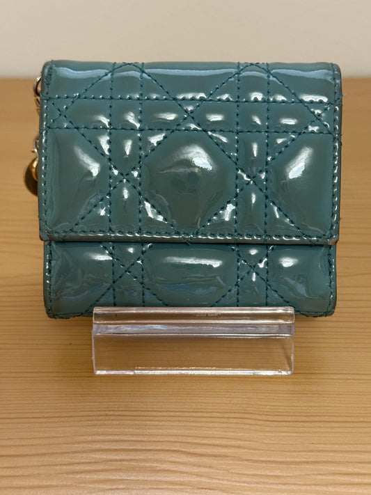 Christian Dior Cloud Blue Lady Dior Lotus Patent Leather Wallet