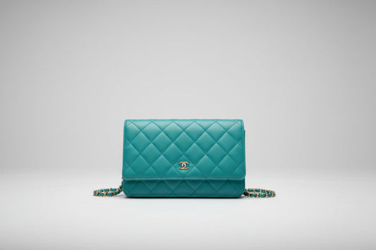 Chanel Classic Wallet On Chain in Teal Quilted  Lamskin Leather