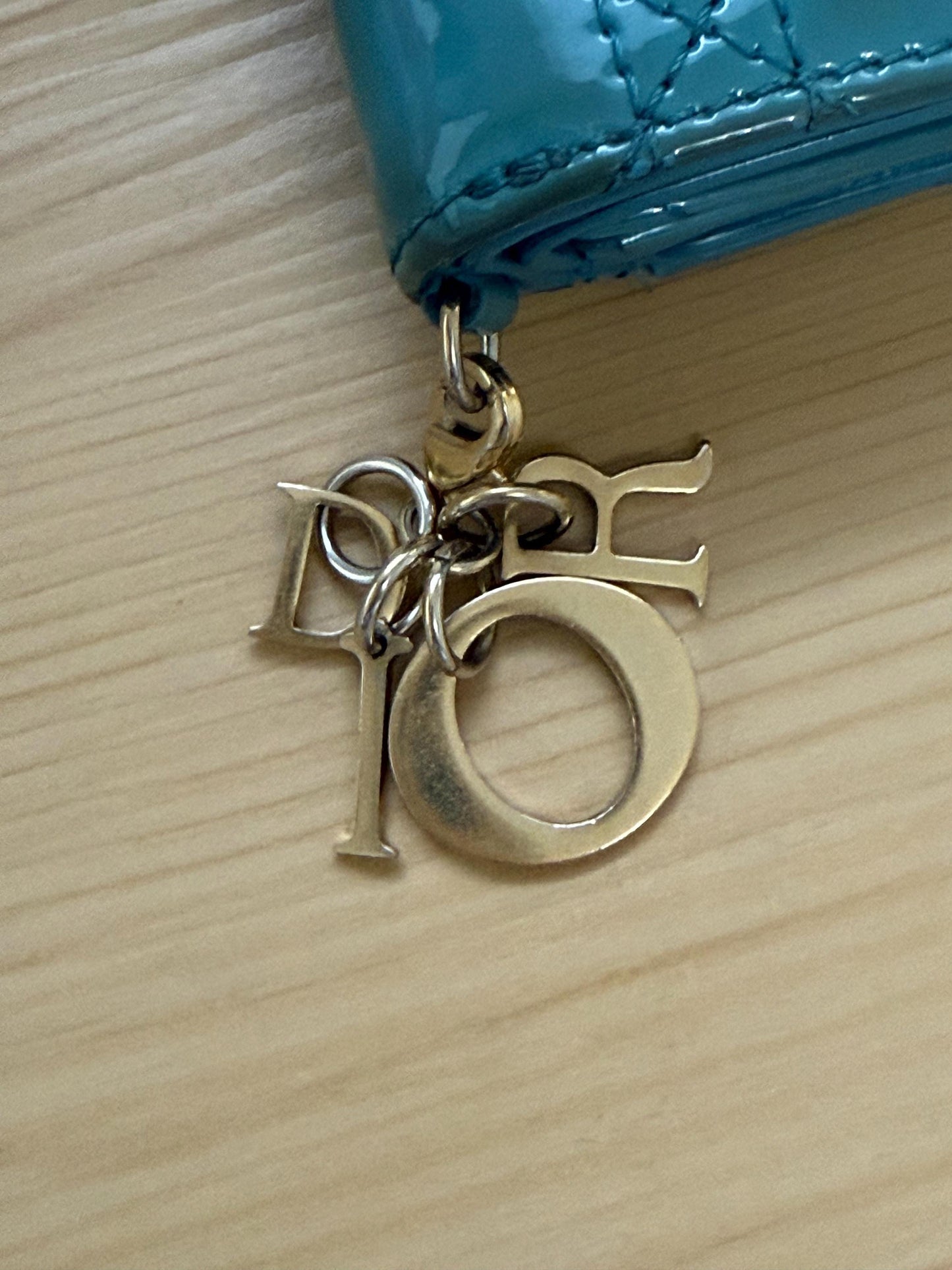 Christian Dior Cloud Blue Lady Dior Lotus Patent Leather Wallet