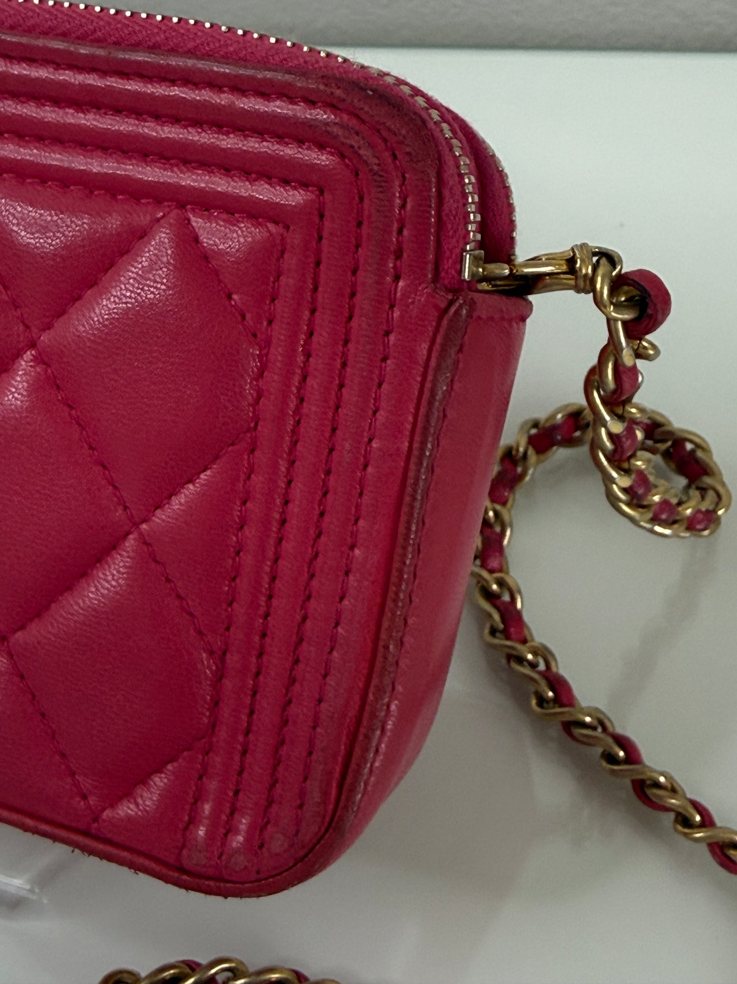Chanel Fuchsia Pink Quilted Boy WOC