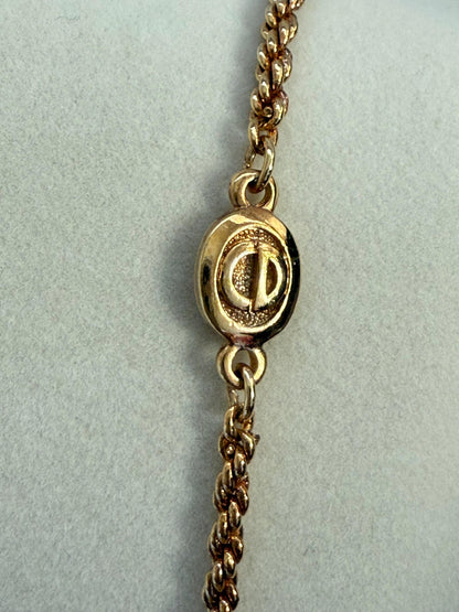 Vintage Christian Dior Gold CD Logo Rope Necklace