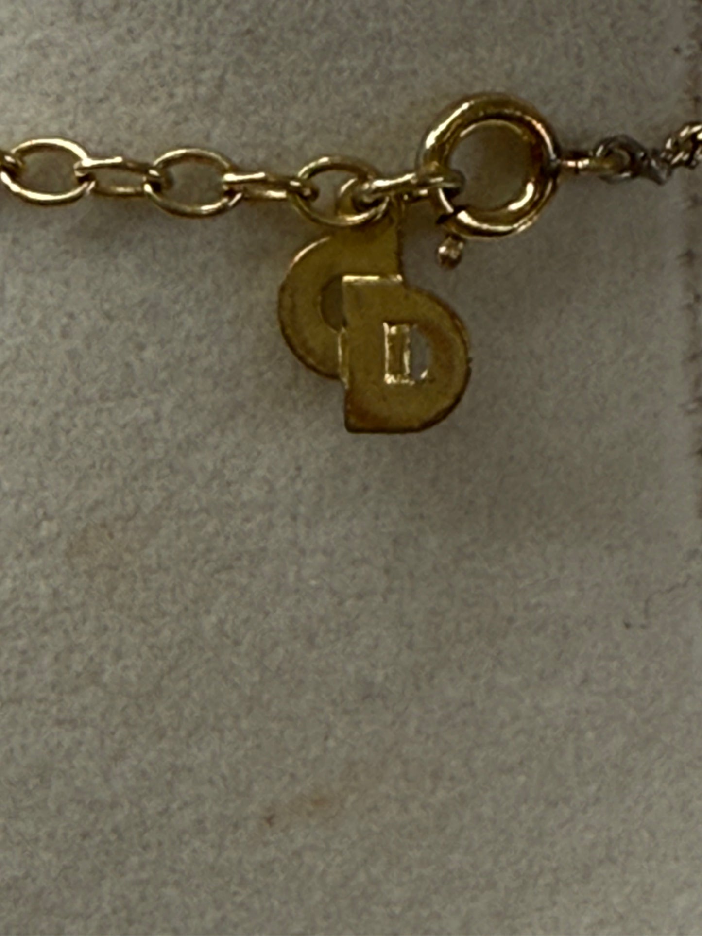 Christian Dior Vintage Round Faux Peal Pendant with Rhinestones