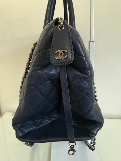 Chanel 31 RUE Cambon Navy Goatskin with Ruthenium Chain Straps Handbag