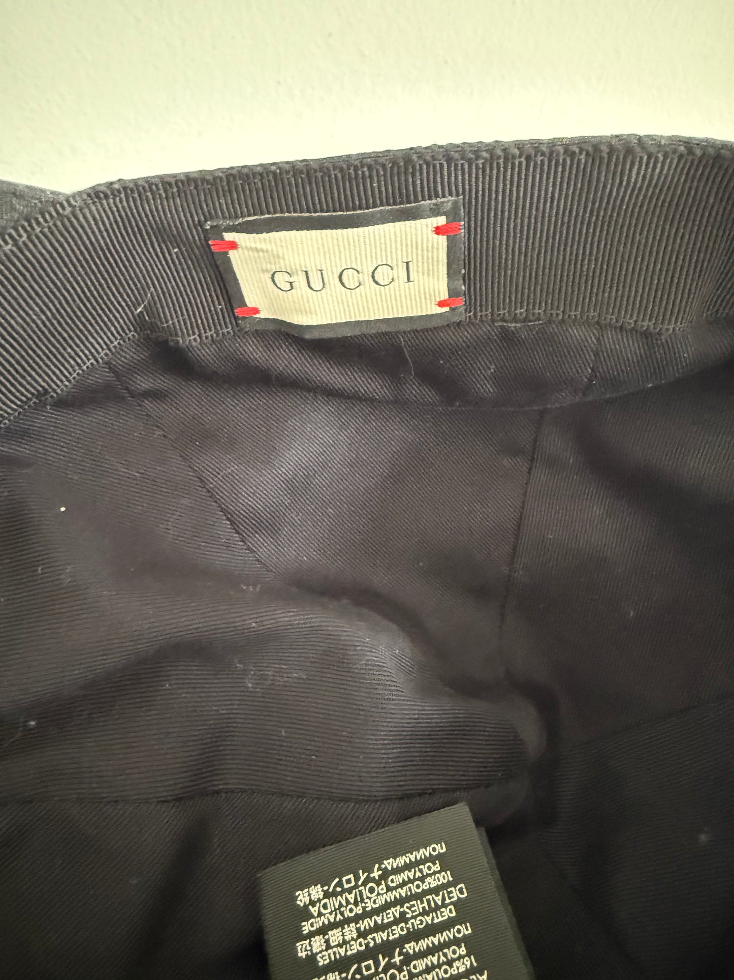 Gucci Original GG Black Canvas Baseball Hat with Web