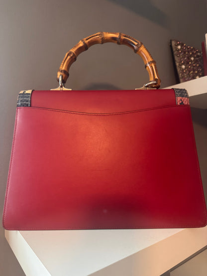 Gucci Red Lilith Bamboo Top Handle