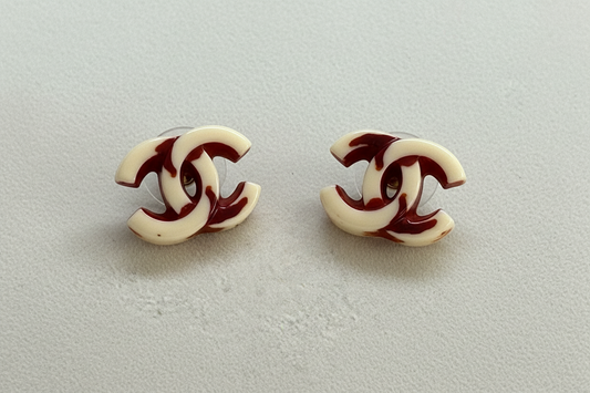Chanel CC Resin Cream Earrings