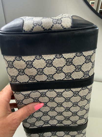 Gucci Vintage GG Navy Supreme Boston Bag