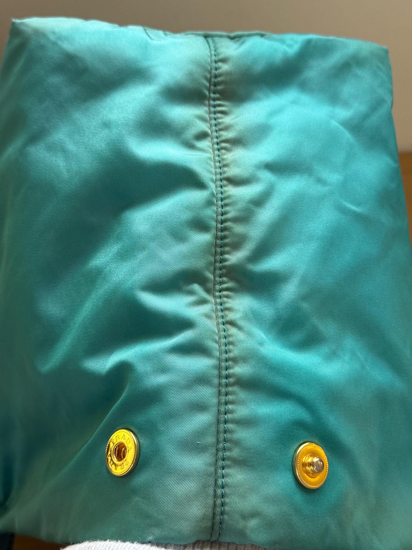 AUTHENTIC Prada Bow Tote Tessuto Turquoise Nylon Bag