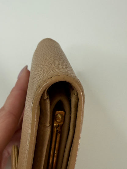 Chanel Beige CC Compact Caviar Leather Wallet