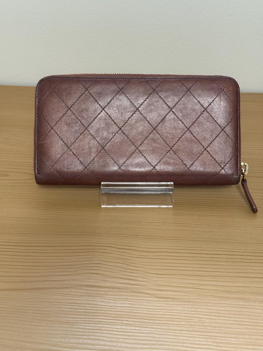 AUTHENTIC Chanel Quilt Stitch Bronze Matelasse Zippy Wallet