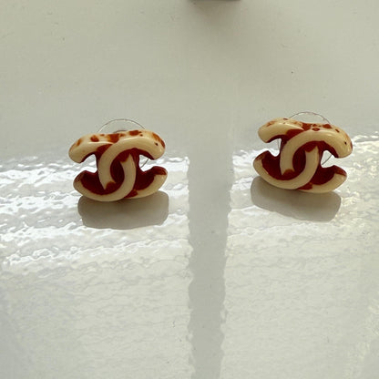 Chanel CC Resin Cream Earrings