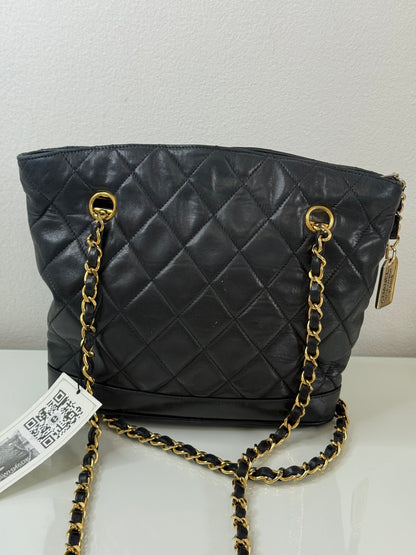 Chanel Black Vintage Quilted Black Lambskin Bag