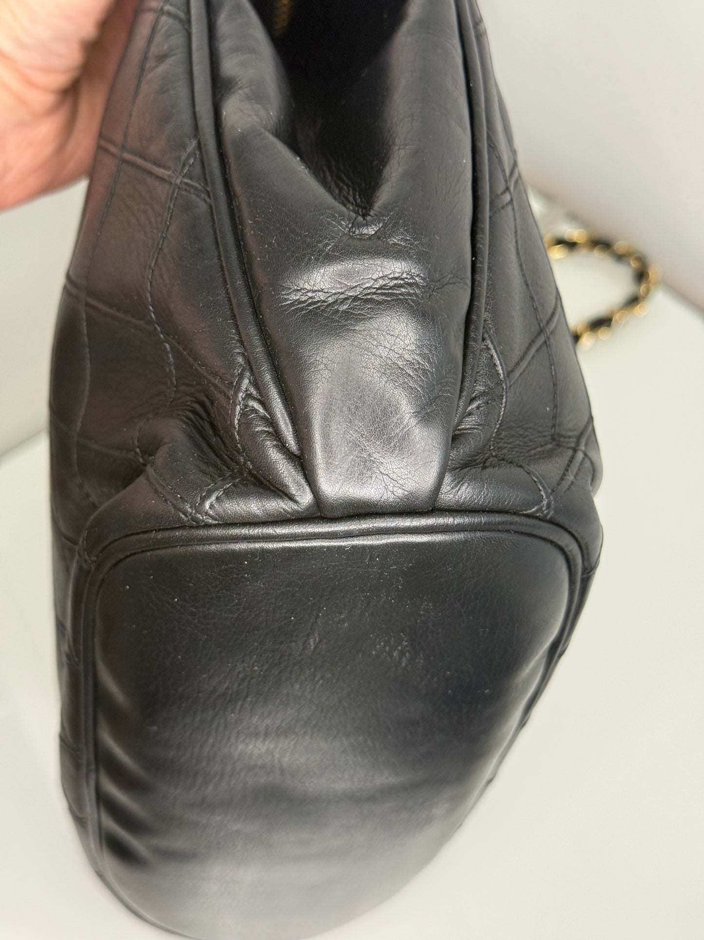 Chanel Vintage Black Quilted Lambskin Shoulder Bag
