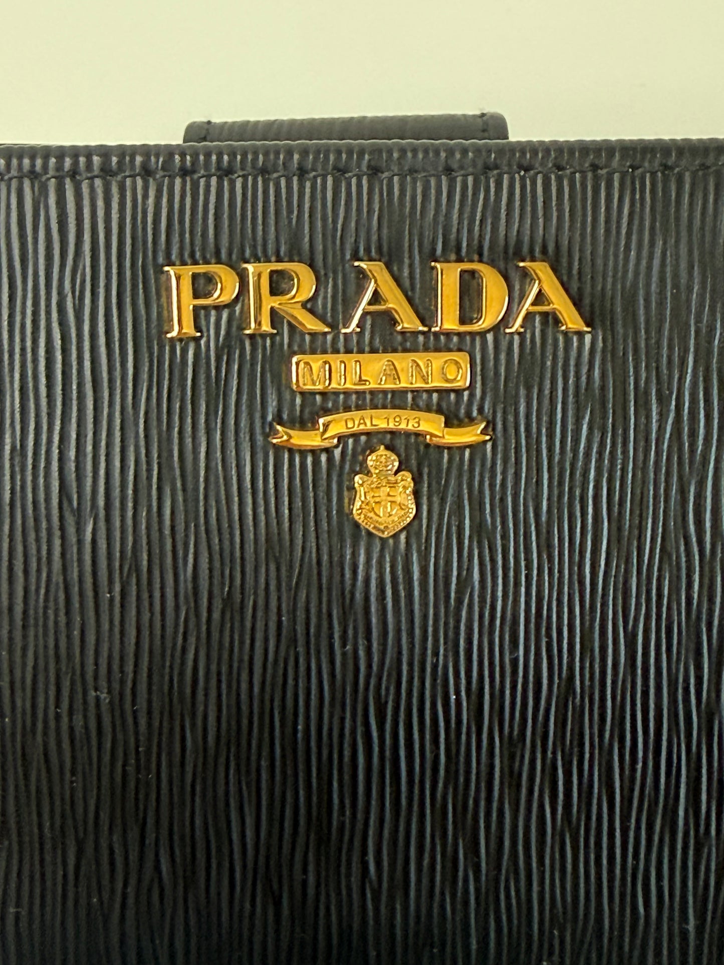 Prada Saffiano Black Compact Wallet