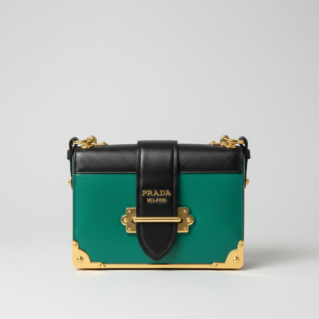Prada Cahier Green Saffiano Leather