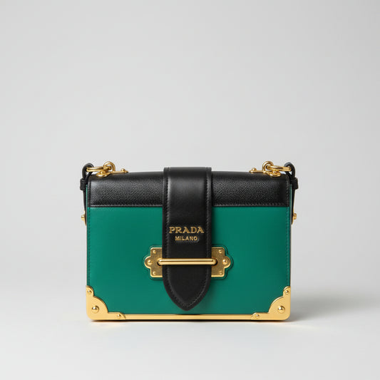 Prada Cahier Green Saffiano Leather