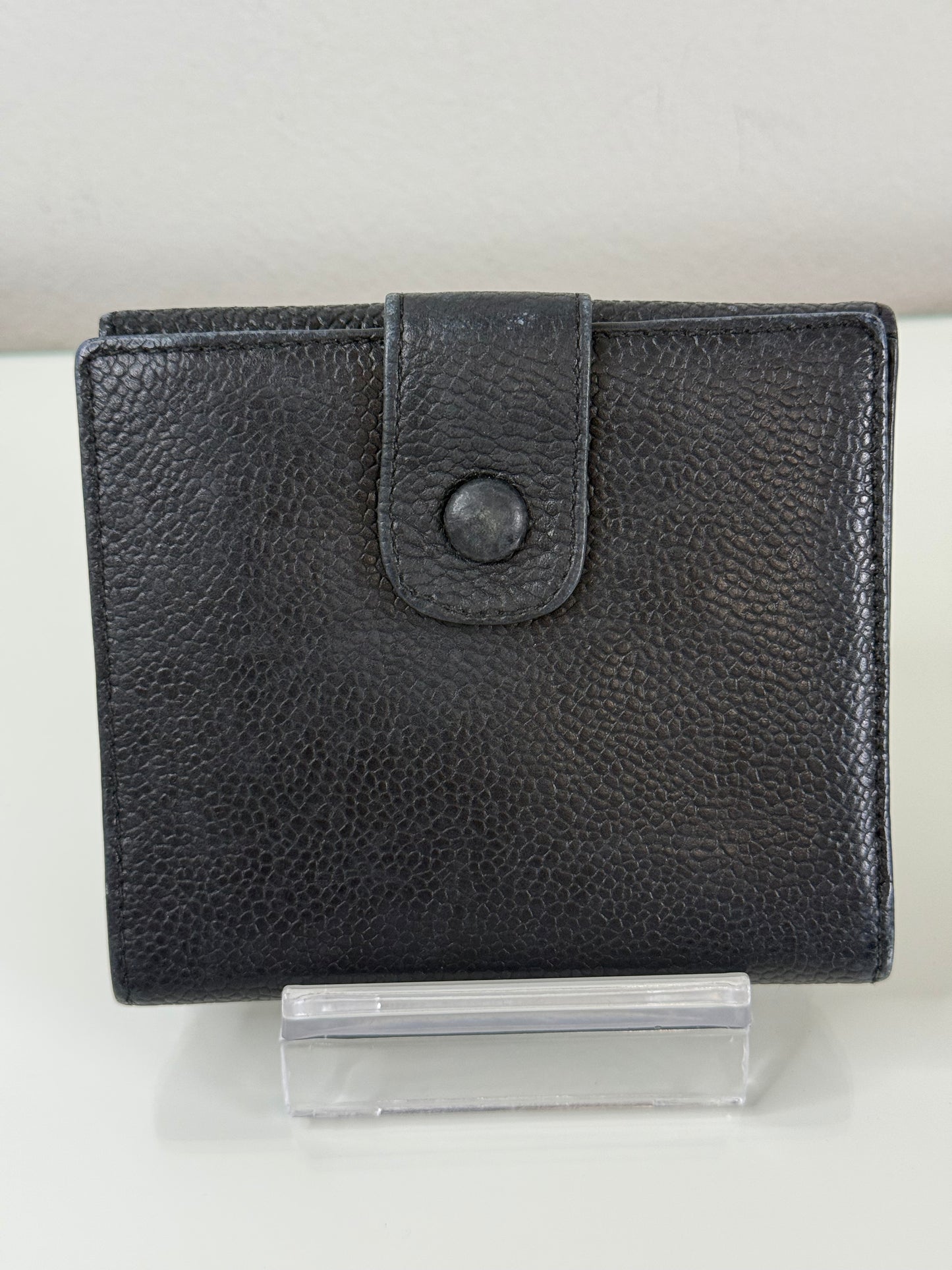 Chanel Vintage Black CC Compact Caviar Leather Wallet