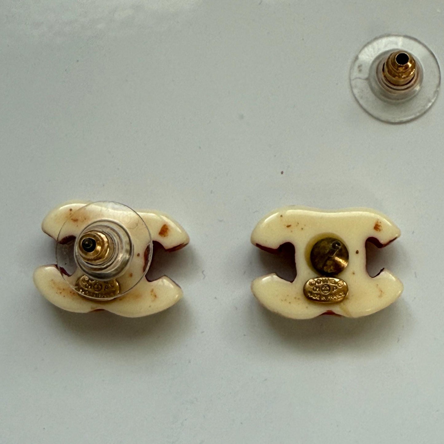 Chanel CC Resin Cream Earrings
