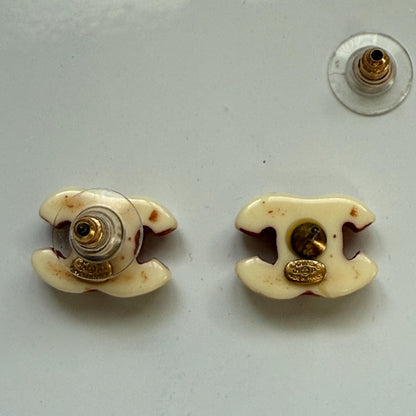 Chanel CC Resin Cream Earrings