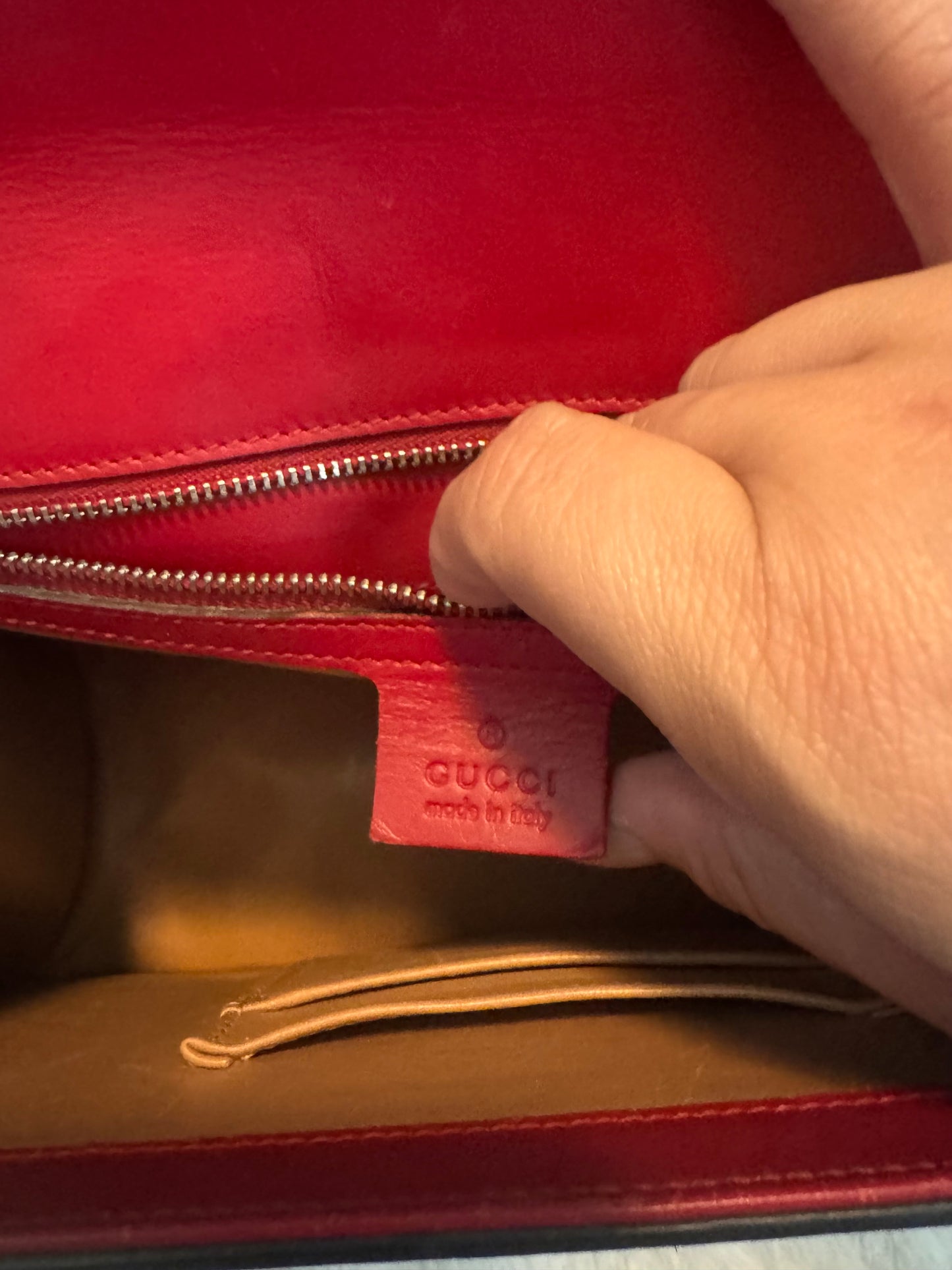 Gucci Red Lilith Bamboo Top Handle