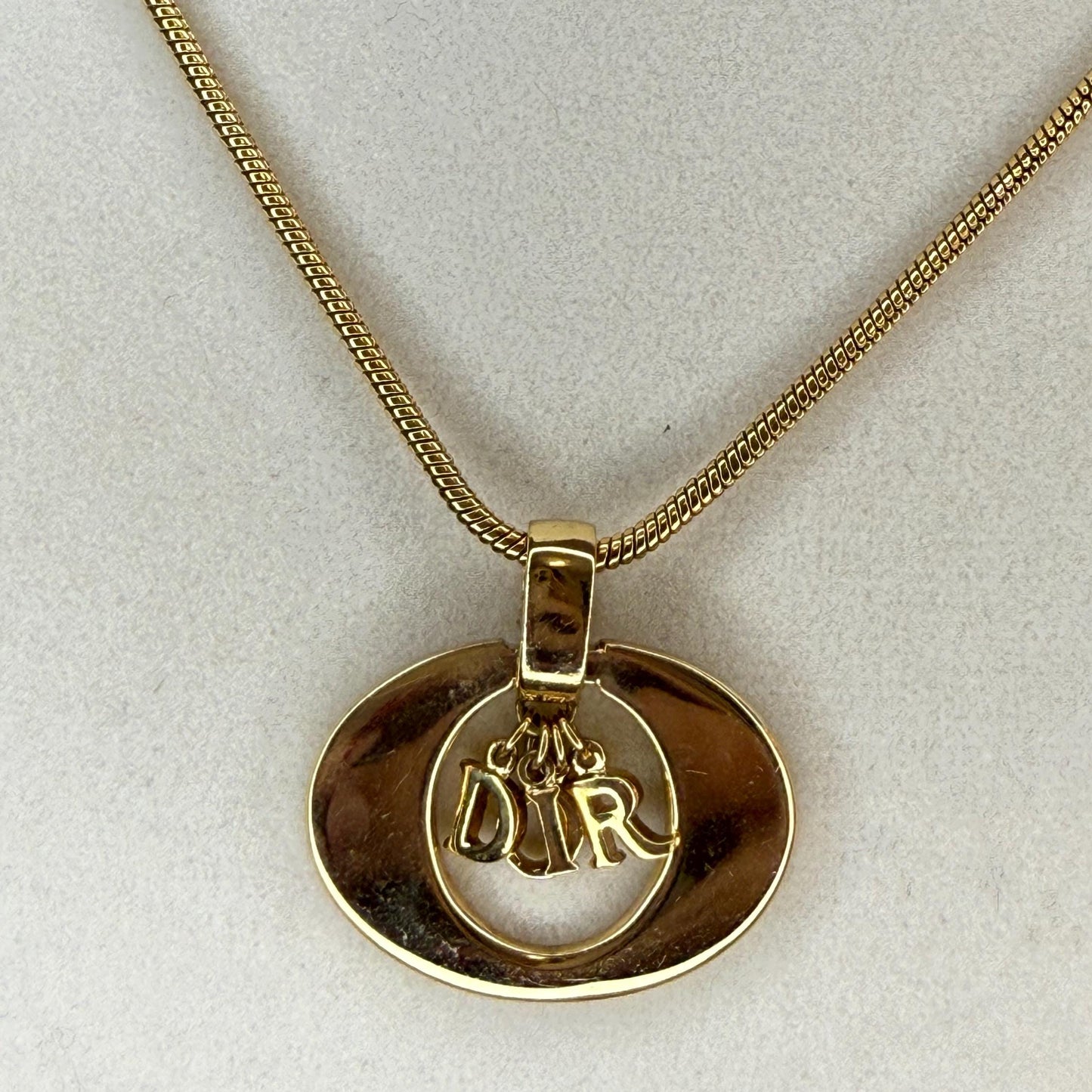 Christian Dior “Dior” Charm Circle Necklace