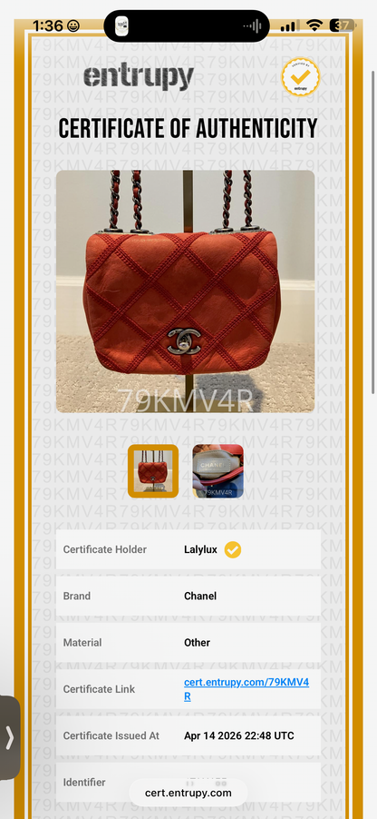 Chanel Red Diamond Stitch Calfskin Flap