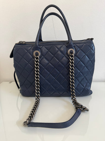 Chanel 31 RUE Cambon Navy Goatskin with Ruthenium Chain Straps Handbag