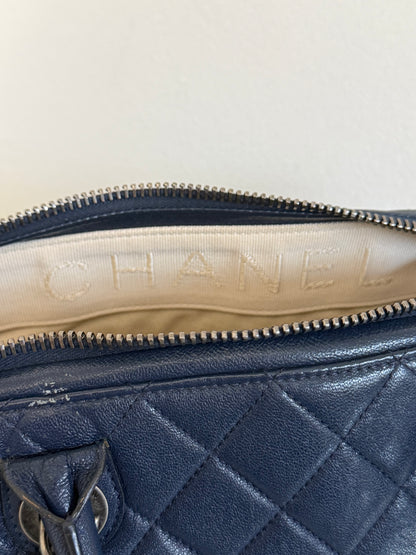 Chanel 31 RUE Cambon Navy Goatskin with Ruthenium Chain Straps Handbag