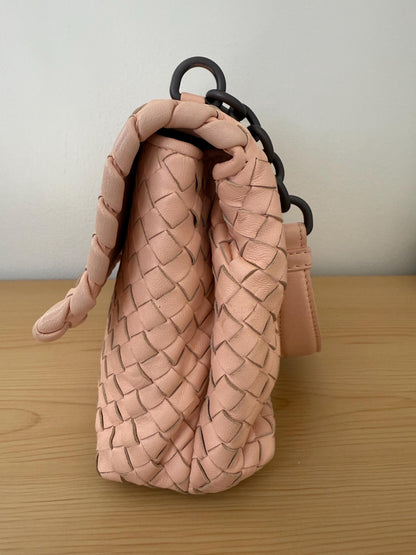 Bottega Veneta small Olimpia shoulder bag in blush pink nappa intrecciato leather