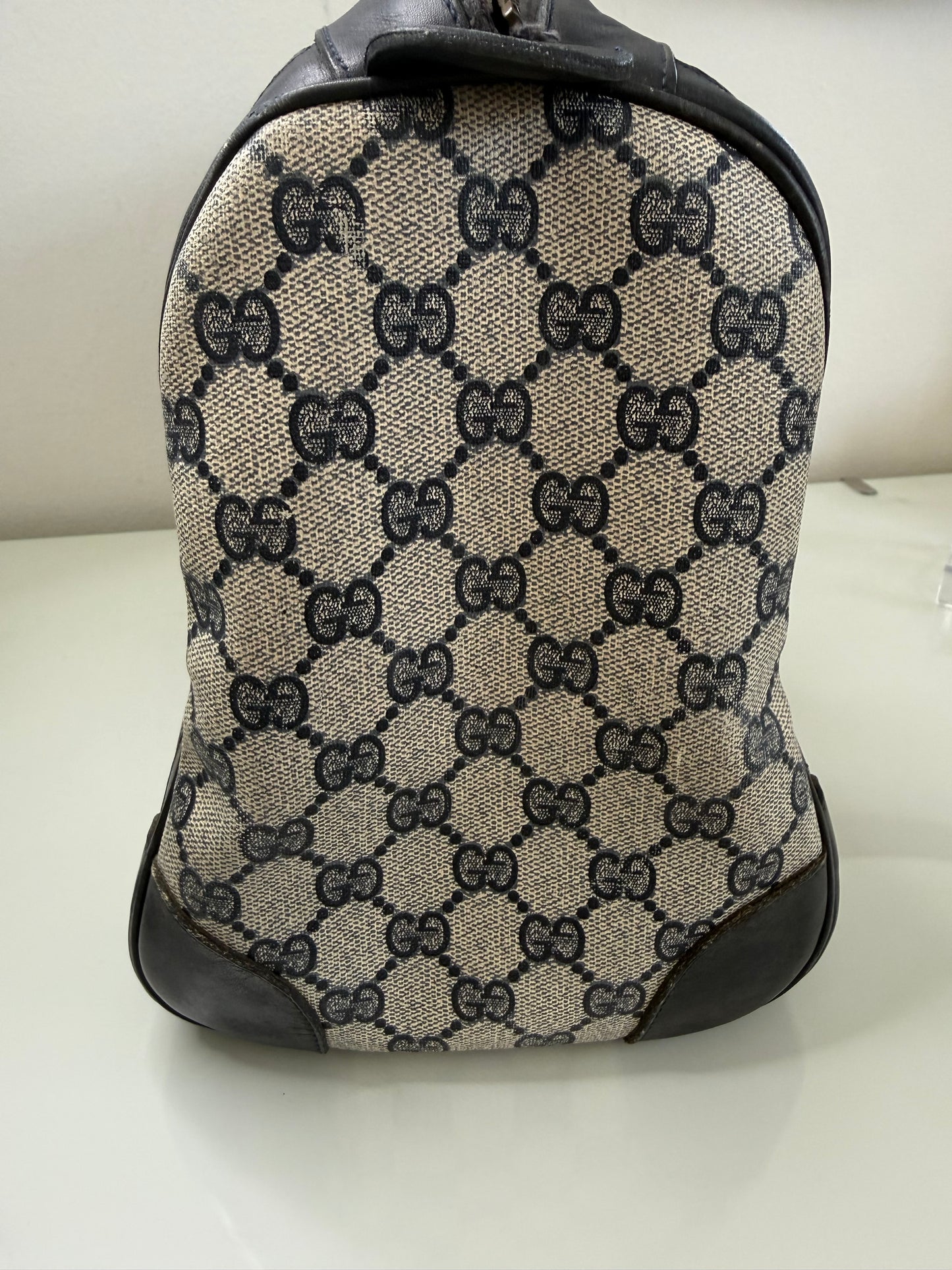 Gucci Vintage GG Navy Supreme Boston Bag