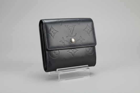 LOUIS VUITTON Monogram Matte Blue Portefeiulle Elise Trifold Wallet
