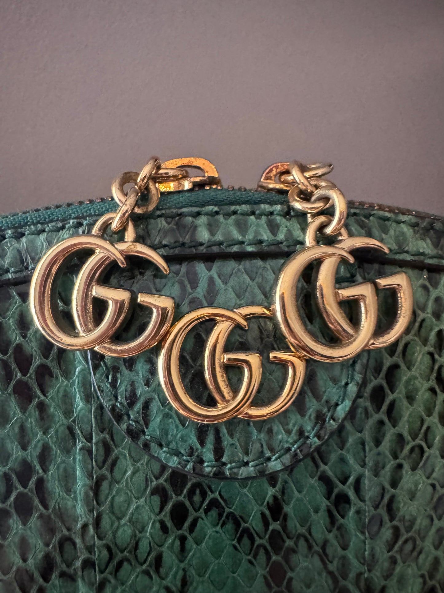 Gucci Ophidia Dome Crossbody Bag- Green Python Leather