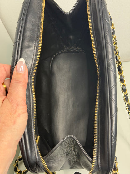 Chanel Vintage Black Quilted Lambskin Shoulder Bag