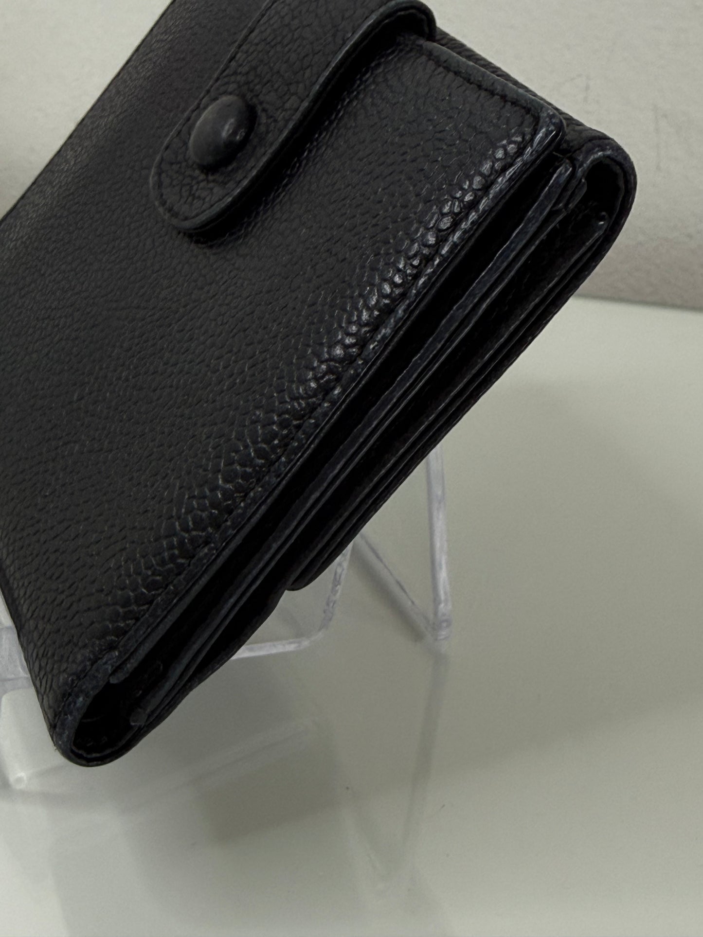 Chanel Vintage Black CC Compact Caviar Leather Wallet