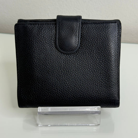 Chanel Black CC Compact Caviar Leather Wallet