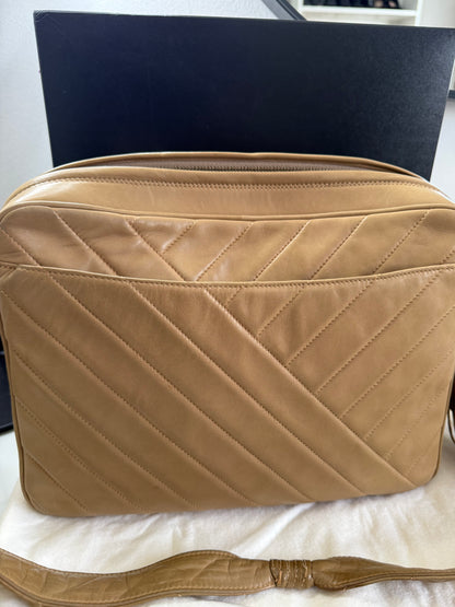 Chanel Vintage Beige Large Lambskin Camera Bag