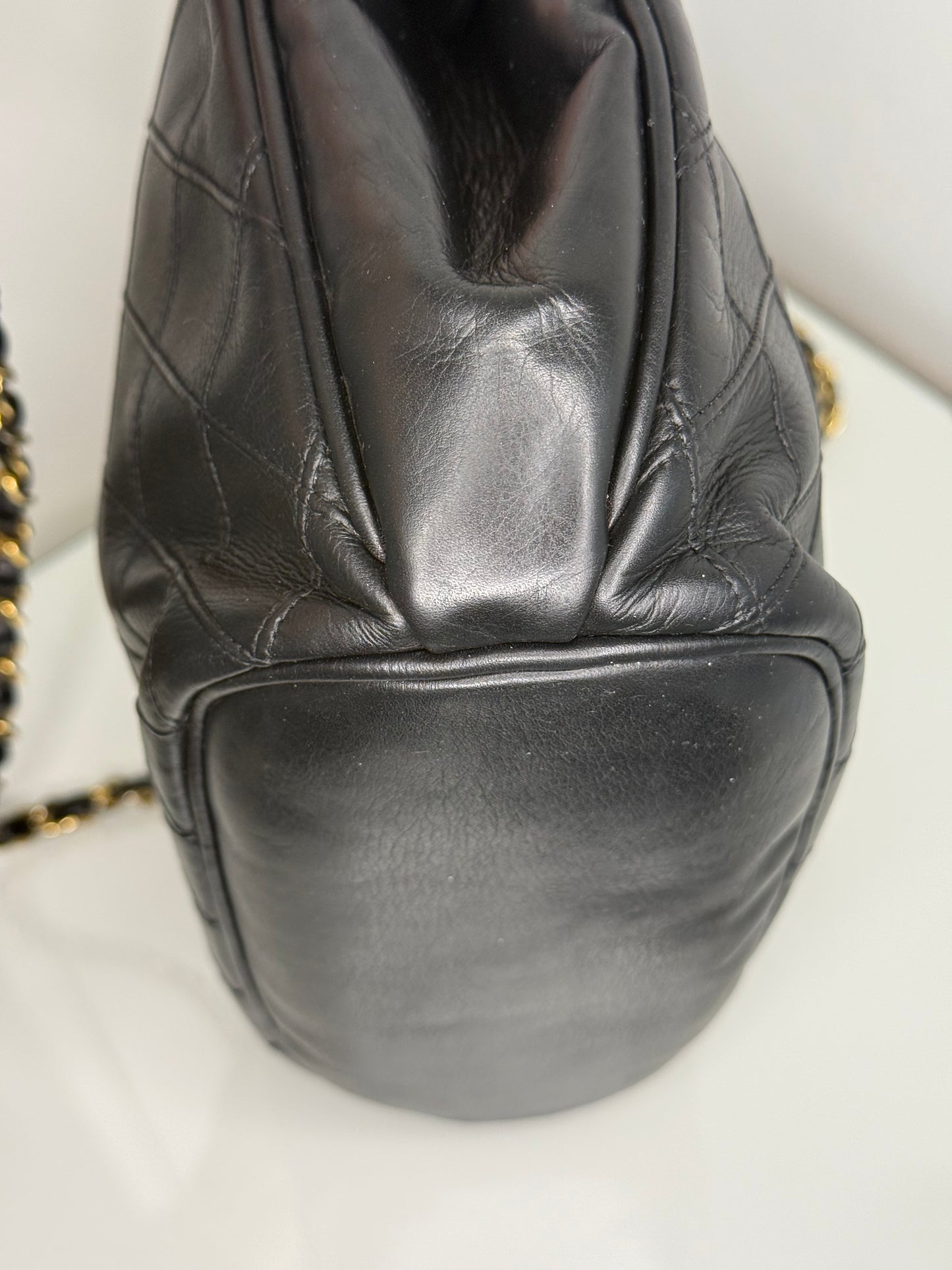 Chanel Vintage Black Quilted Lambskin Shoulder Bag