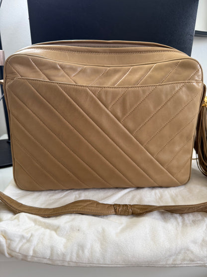 Chanel Vintage Beige Large Lambskin Camera Bag